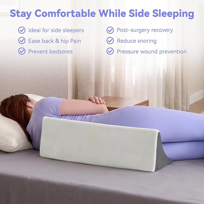 Vekkia Wedge Pillow for Side Sleeping, Back Support with High-Density Foam | Pillow Wedge for Side Sleeper, idea for Pregnancy Support, Back Pain, Bedsore Prevention,Surgery Recovery,Removable Cover - Image 3