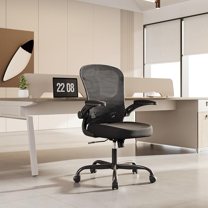 Office Chair|Ergonomic Desk Chairs (Pack of 2) | Flip-up Armrests,Mesh Computer Chair,High Back,Comfy Work,Adjustable Lumbar Support - Image 2