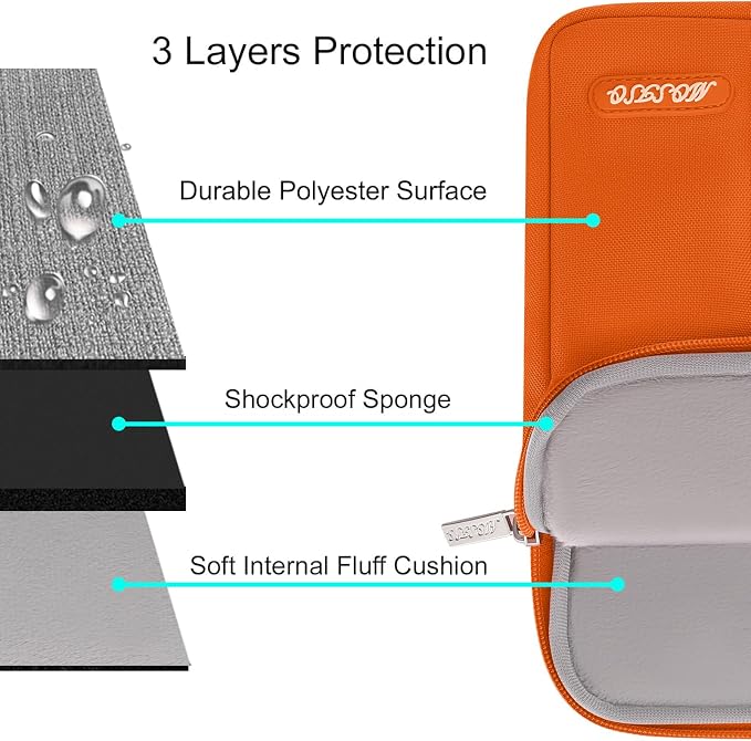 MOSISO Laptop Case 13 inch, Laptop Sleeve Bag with Pocket | Compatible with MacBook Neo A3404 2026/Air/Pro 13 M5/M4/M3/M2/M1 2026-2016, Polyester Vertical Computer Bag, Orange - Image 3