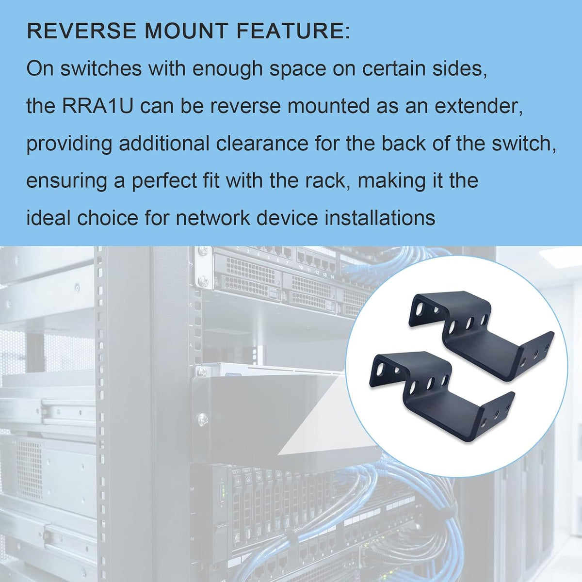 1RU Recessed Rack Adapter RRA1U for 19in Server Rack Equipment - Image 6