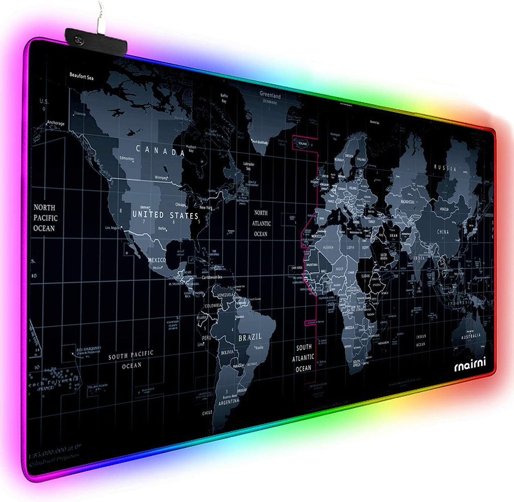 Extended RGB Gaming Mouse Pad, Extra Large Gaming Mouse Mat for Gamer, Waterproof Office Desktop Mat with 10 Lighting Mode, for PC Computer RGB Keyboard Mouse - 31.5'' x 15" x 4mm(Map) by rnairni