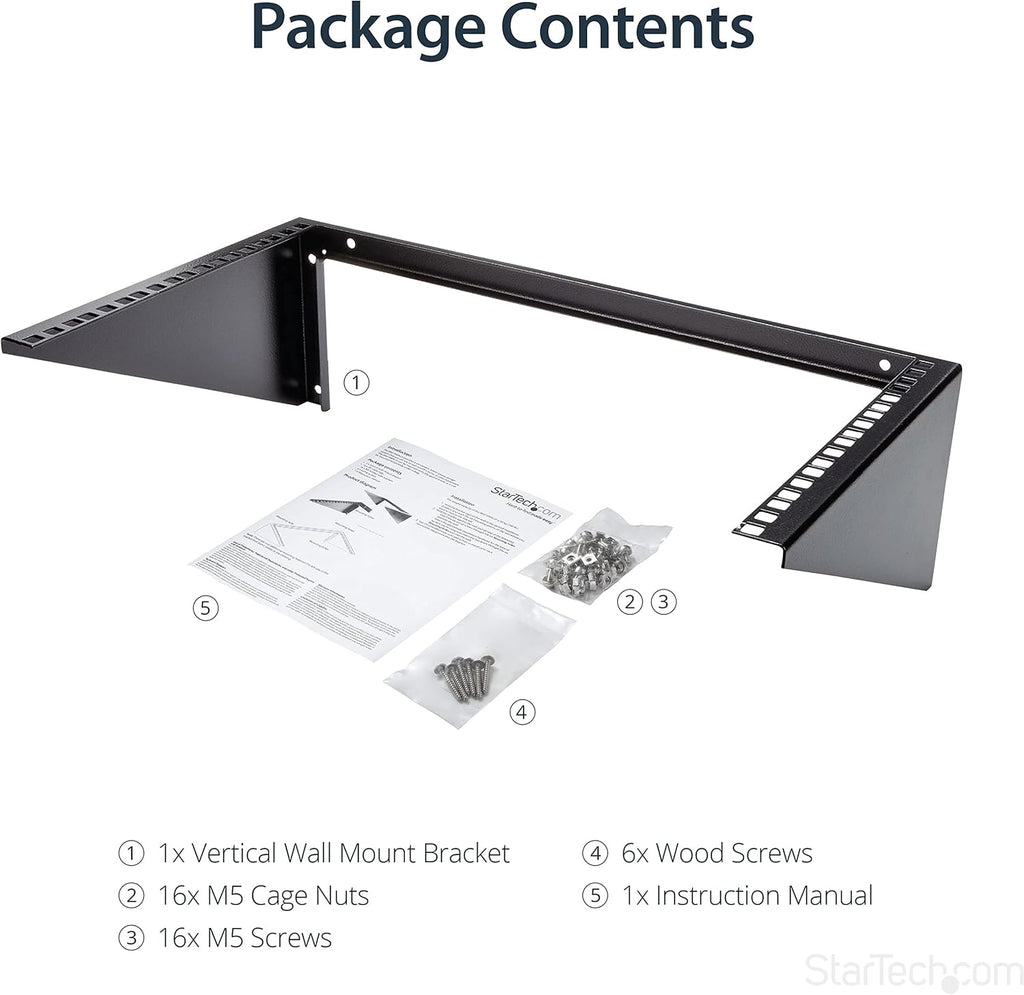 StarTech 6U Vertical Wall-Mount Patch Panel Rack, 19in, TAA (RK619WALLV) - Image 6