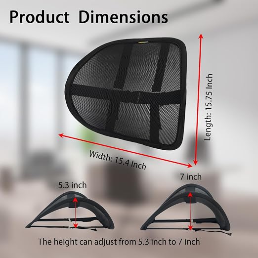 Lumbar Support Back Support for Office Chair | 2 Pack Lumbar Support Pillow for Car Chair Back Support with Double Layer Breathable Mesh & Adjustable Straps - Image 6