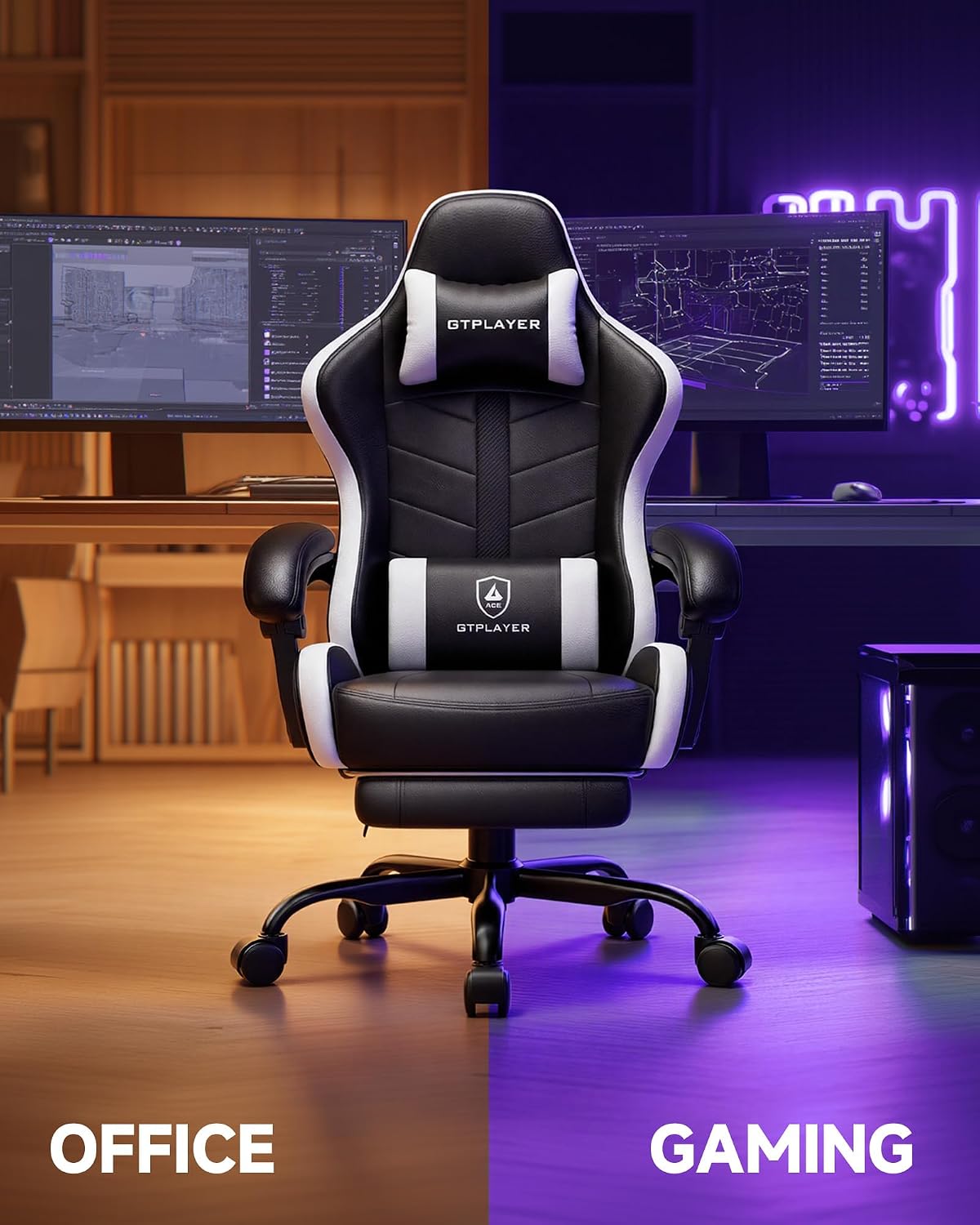 GTPLAYER Gaming Chair, Computer Game Chair for Adults, White - Image 8