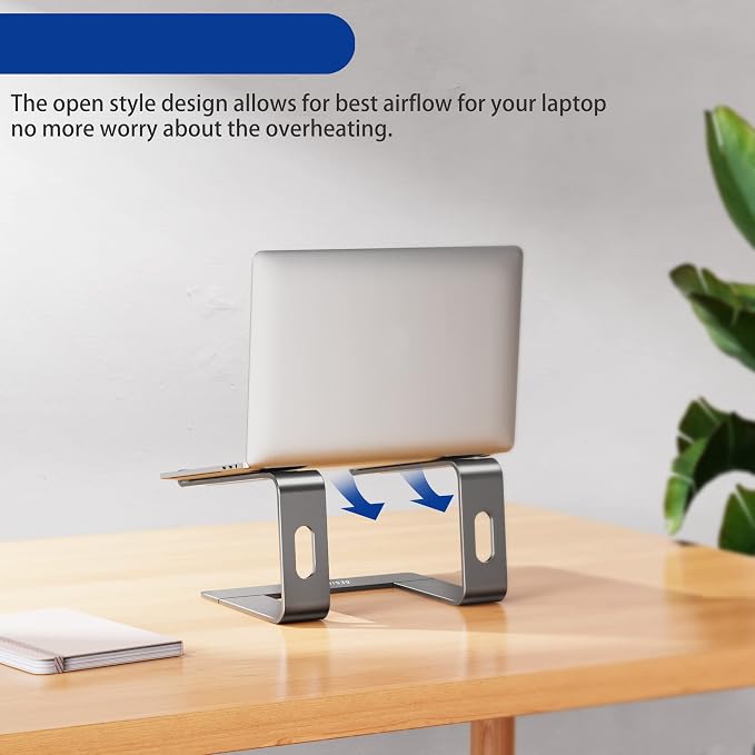BESIGN LS03 Aluminum Laptop Stand, Ergonomic Detachable Computer Stand, Notebook Holder, Laptop Mount Compatible with Air, Pro, Dell, HP, Lenovo More 10-15.6" Laptops, Gray - Image 9