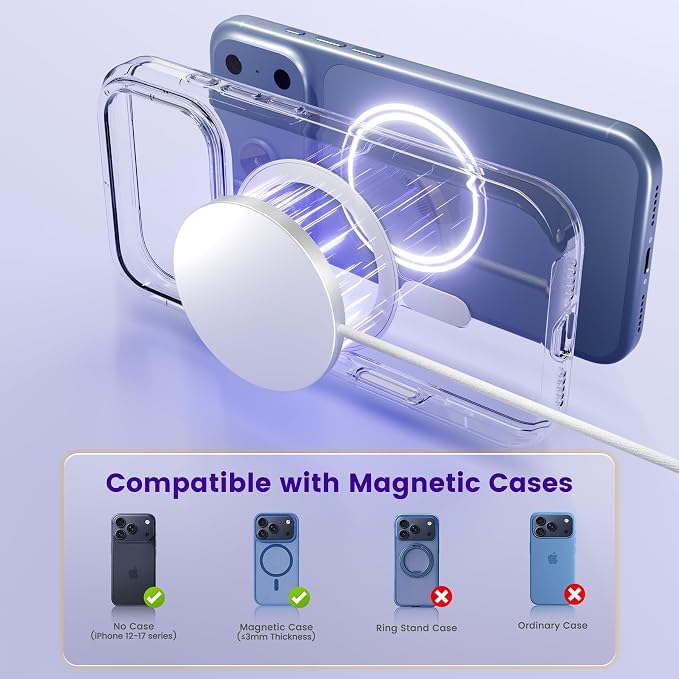 15W Wireless Charger for Apple MagSafe Charger, Magnetic Fast Charging Pad | Compatible for iPhone 17 16 15 14 13 12 Pro Max, AirPods-Slim Portable for Desk Bedside and Travel - 2 Pack, White - Image 6