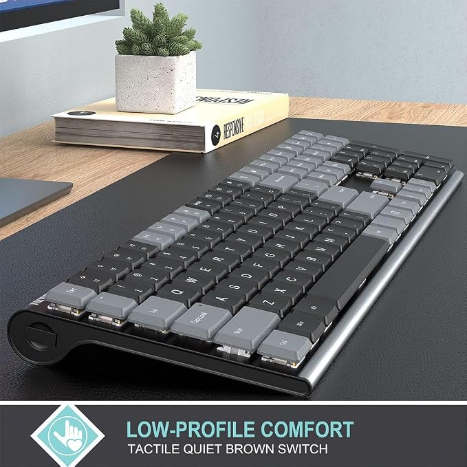 Arteck Mechanical 2.4G USB Wireless Keyboard, Tacktile Brown Switches Gray - Image 3