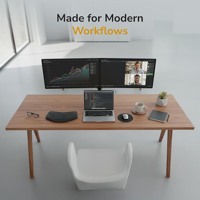 Mount-It Dual Monitor Arm, Heavy Duty Desk Mount for 2 Screens 13-32 in | Up to 19.8 lbs Each, Full Motion Tilt Swivel Rotate, VESA 75x75 100x100, Steel, Cable Management, C-Clamp or Grommet, Black - Image 5