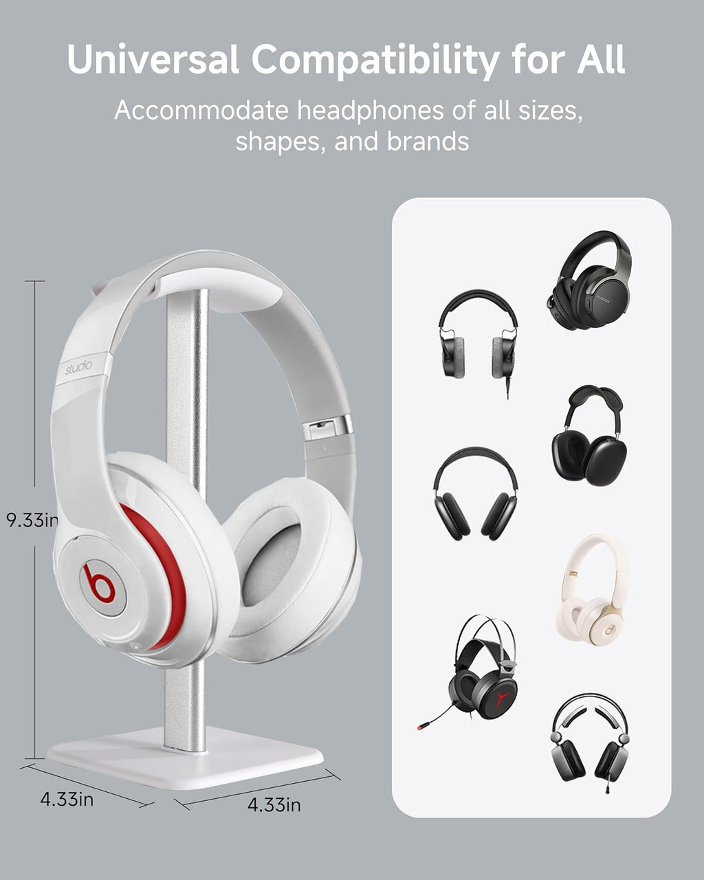 Sleek Modern Headphone Stand for Desk - Easy Assembly & Disassembly - Exquisite Craftsmanship Headset Holder for All Type PC Wireless Gaming Headset (White) - Image 3