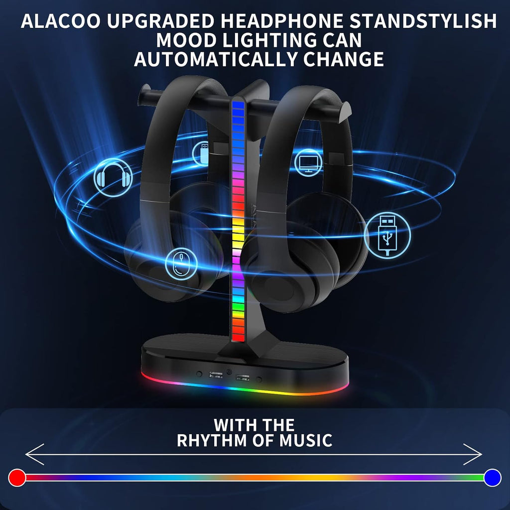 Dual Headphones Stand with Charger for Men, Headset Holder Stand for Desk - Image 4