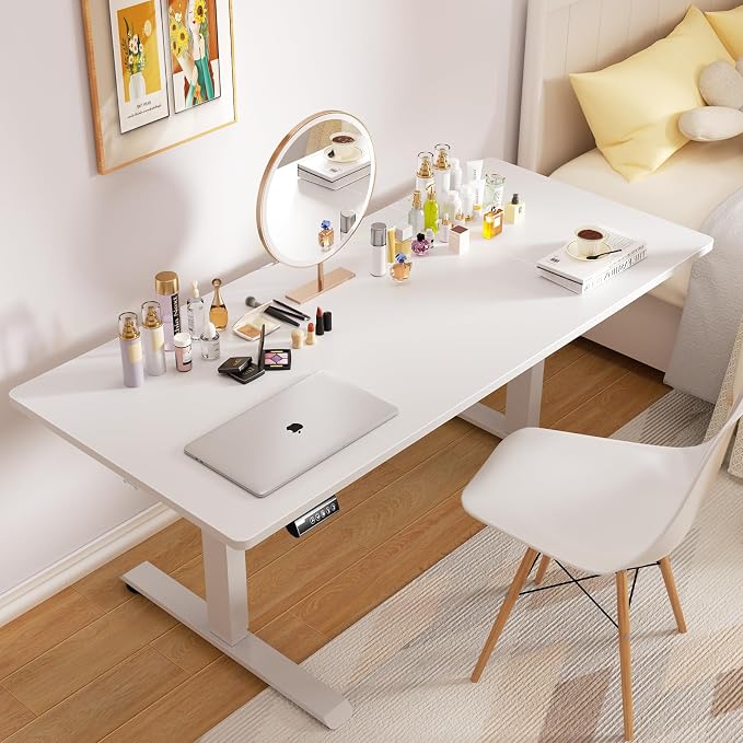 Veken 63" x 28" Super Large Standing Desk, Conference Room Tables, White | Height Adjustable Electric Computer Desk, Sit to Stand Up, Modern Workstation for Home Office, Writing, Gaming Study - Image 2