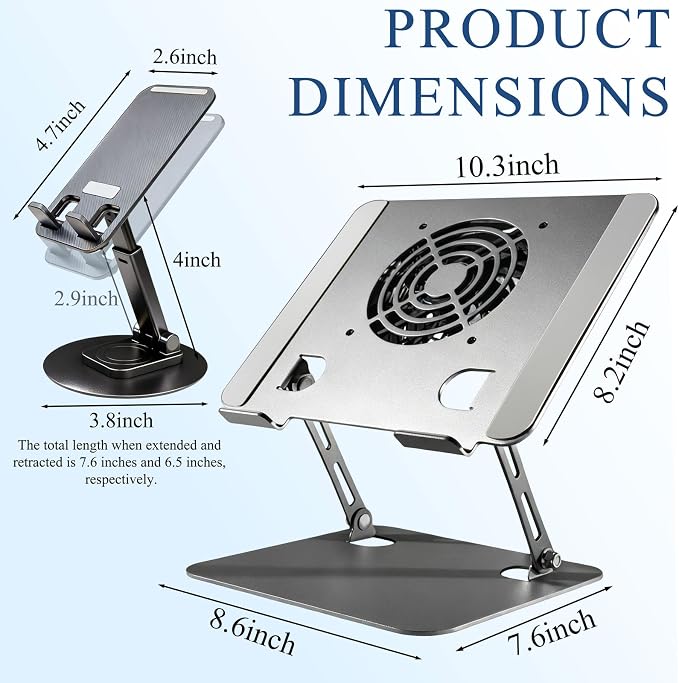 Laptop Stand for Desk, Laptop Riser with Active Cooling Fan, Widely Compatible with MacBook and Other Computer Accessories、Computer Stand for Laptop - Image 2