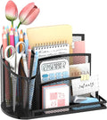 Desk Organizer with 3 Compartment Pen Holder, 3-Slot Mail Organizer and Flower Tube, Metal Mesh Bill Organizer for Pencil, Envelope, Letter and Office Supplies, Black by SUPEASY