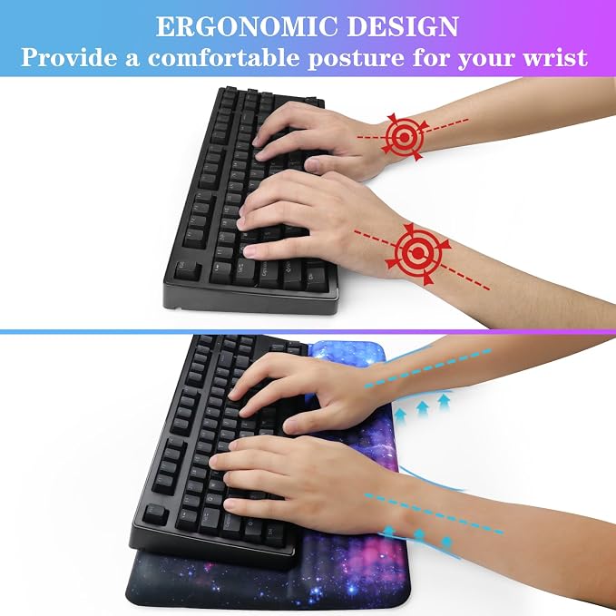 Computer Keyboard Stand with Wrist Rest, Ergonomic Tilted Keyboard Holder - Keyboard Riser with Wrist Pad - Keyboard Tray Support for Office Home - Black Starry Night - Image 3