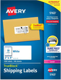 Avery® Printable Shipping Labels, Sure Feed® Technology, Customizable Stickers, White, 1,000 Blank Mailing Labels, Great for Mailing, Shipping, and More (5163), 2" x 4" (Pack of 5) by Avery