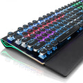 RK ROYAL KLUDGE S108 Typewriter Mechanical Keyboard, Wired Gaming Keyboard with Number Pad, Full Size Retro Keyboards w/Detachable Wrist Rest for Mac/Win/PC, Clicky Blue Switch, Rainbow Backlit Black by RKROYALKLUDGE