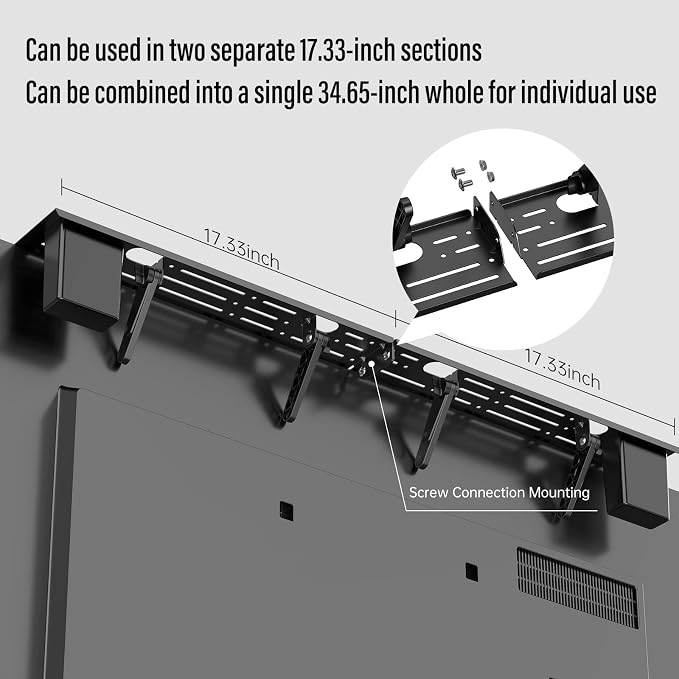 CABTE Adjustable Steel TV Top Shelf for Soundbar, Soundbar Stand | No Drilling Universal Soundbar Mount ,Game Console, Cable Box, Router Shelves (34.65 x 4.33 inch) - Image 7