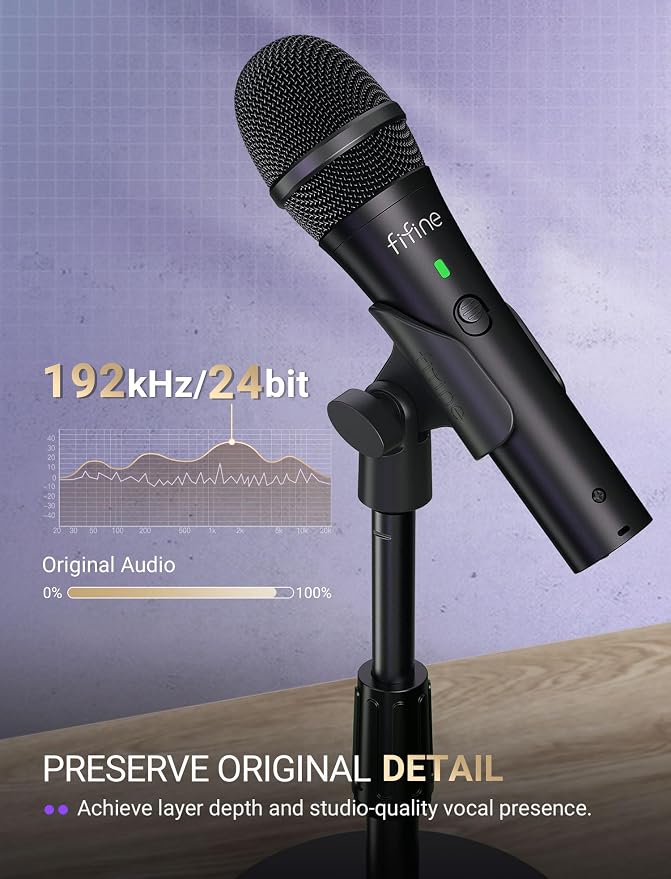FIFINE AmpliTank TANK2 USB/XLR Dynamic Microphone for Podcast Recording | Studio Desktop Mic with Mute Button, Height-Adjustable Stand, Windscreen for Vocal, Streaming, Voice Over, Black - Image 2