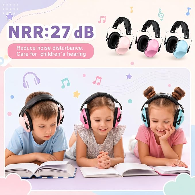 6 Pcs Noise Cancelling Headphones Kids Adult Ear Muffs Bulk, Ear Protection 27dB Noise Reduction Hearing Earmuff(Sweet Style,Macaron Colors) - Image 4