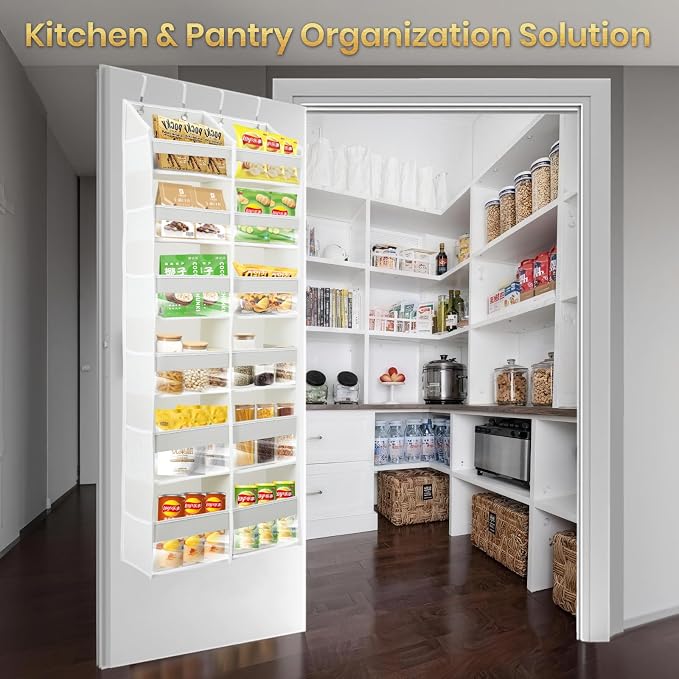 HOMELUX THEORY Over the Door Organizer, 6-Tier XL, 100D Fabric, Light Gray | Extra wide over the door organizer, 65 lb capacity, 12 side mesh pockets, heavy-duty 100D fabric, bedroom & nursery storage - Image 8