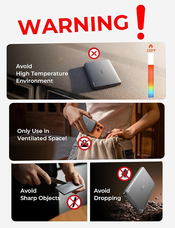 LISEN 0.5‘’ Ultra Slim MagSafe Portable Charger,10000mAh Wireless Card Slim MagSafe Battery Pack iPhone 17 Air Accessories,Magnetic Power Bank for iPhone 17 Pro Max Plus Air/16/15/14/13/12，GlacierGray - Image 9