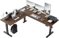 Agilestic L Shaped Standing Desk Adjustable Height, 75 Inch, Dark Walnut | Electric Height Adjustable, Spacious Corner Desktop, Sturdy Steel Frame, Memory Presets, 176 lbs, Splice Board by Agilestic