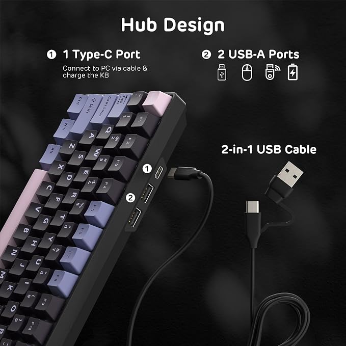 RK ROYAL KLUDGE RK96 RGB Wireless Mechanical Gaming Keyboard w/Wrist Rest | 90% 96 Keys Hot Swappable Mechanical Keyboard, 3-Mode BT5.0/2.4G/USB-C, Volume Control, Software Support & Massive Battery - Image 4