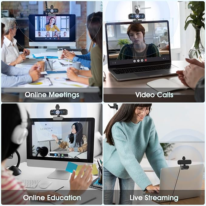 TRAUSI 1080P Full HD Webcam with Noise-Canceling Mic, Auto Light Correction, Privacy Cover and Wide Angle Lens, Plug & Play USB Camera for Laptop/Desktop/PC/Mac, Compatible with Zoom/Teams/Streaming - Image 5