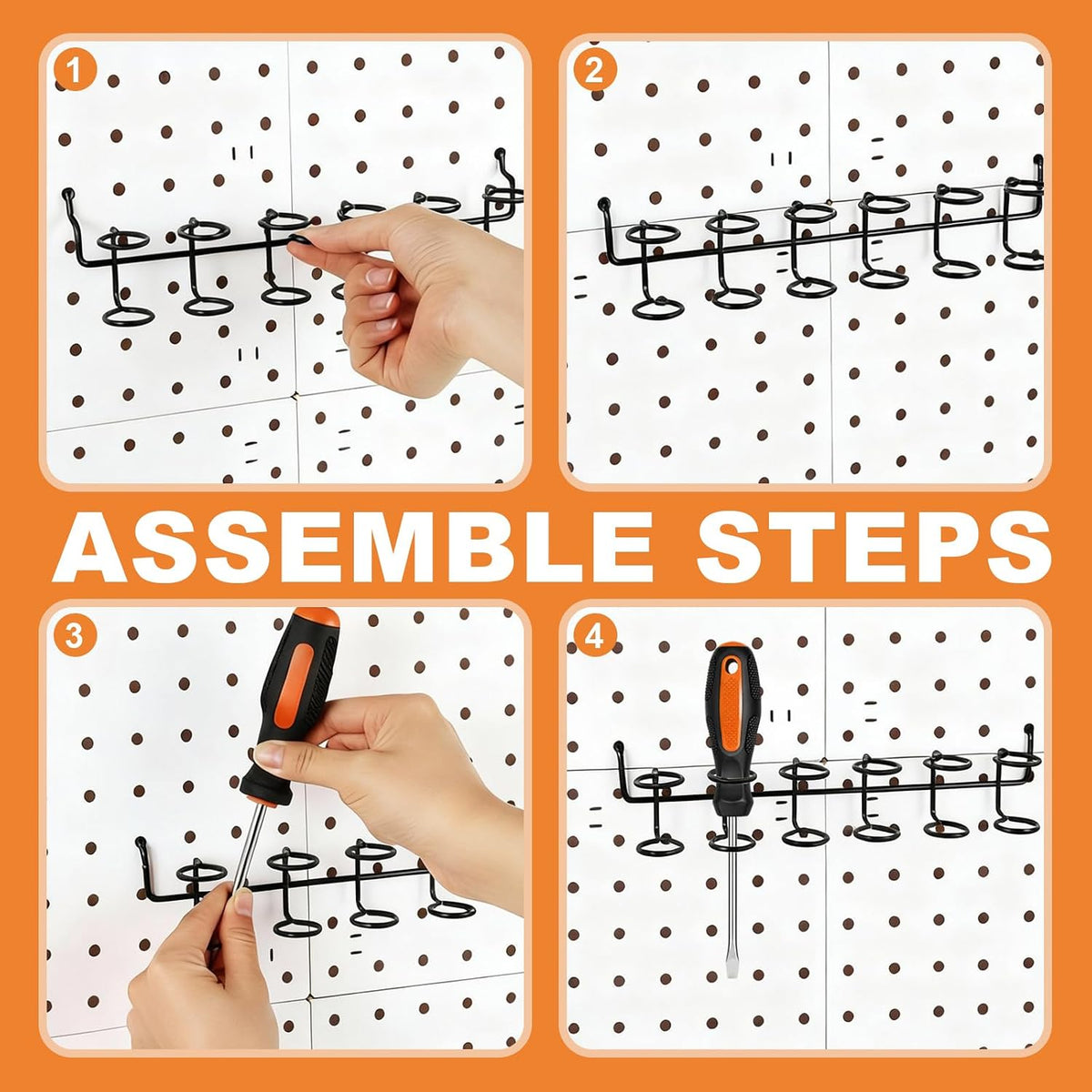 Ripeng 8 Pieces Pegboard Screwdriver Holder PegBoard Tool Holders, Black - Image 4