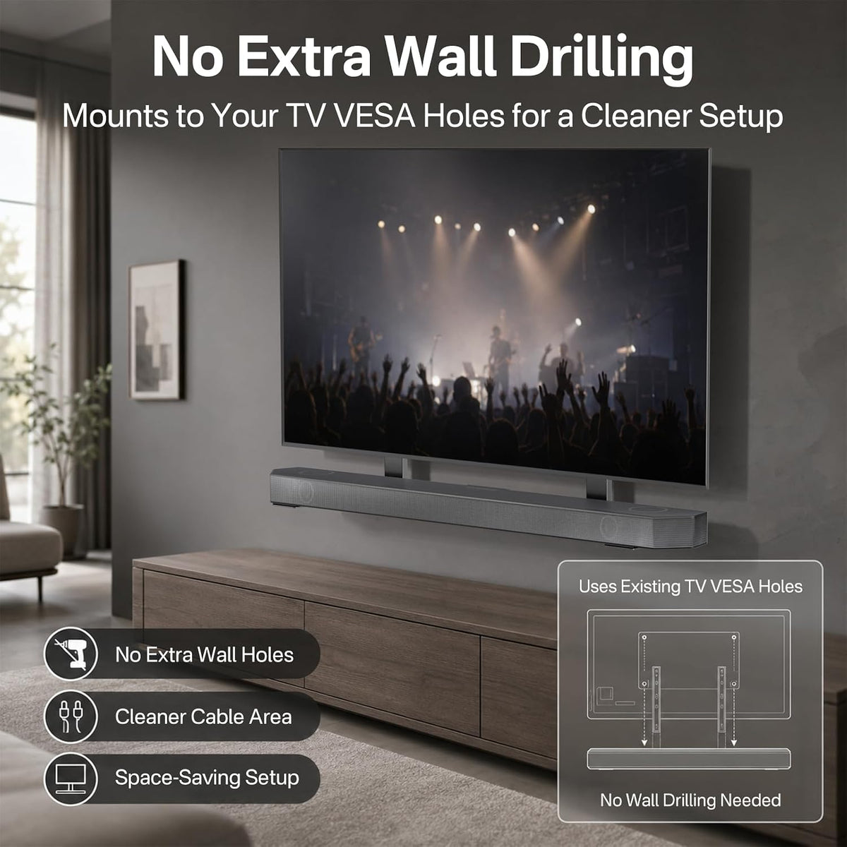 Soundbar TV Mount for Samsung, LG, Sony&Vizio Soundbar for 200mm-600mm VESA - Image 4