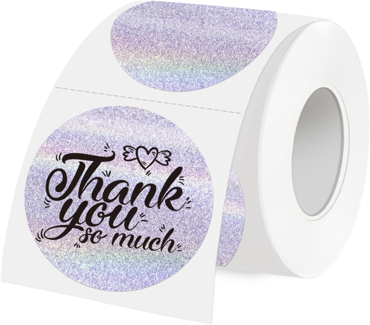 3 Inch Holographic Thermal Labels,Round Thermal Printer Labels,Waterproof Thermal Printer Stickers for DIY Logo Design,Name Tag,QR Code,Thanks Card 150 Labels/Roll (Purple dots) by WANGHENG