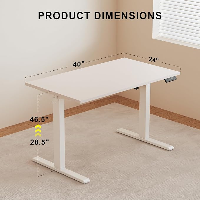 WALKINGDESK 40x24 Inches Whole Piece Electric Standing Desk, Seamless One Piece Height Adjustable Sit to Stand up Desk for Home Office, Ergonomic Computer Workstation, White - Image 3