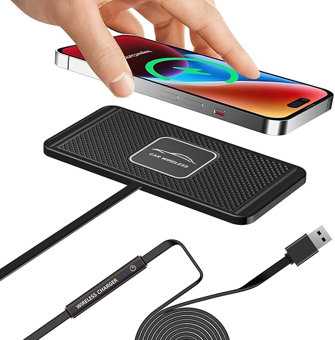 Wireless Car Charger Qi Charging Pad Fast 15W 10W 7.5W Charge Adapter for iPhone 14 13 12 Mini 11 Pro Max 8 Plus X XR Xs Airpods Samsung Galaxy Buds S21 S22 S23 S24 Android Phones (39' Long Cable) by TASUMATOProducts