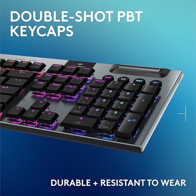 Logitech G915 X Lightspeed Wireless Gaming Keyboard (Linear) - Black | Low Profile, Mechanical Switches, Double-Shot PBT Keycaps, RGB lighting, Aluminum finish, PC/Mac Compatible - Image 7
