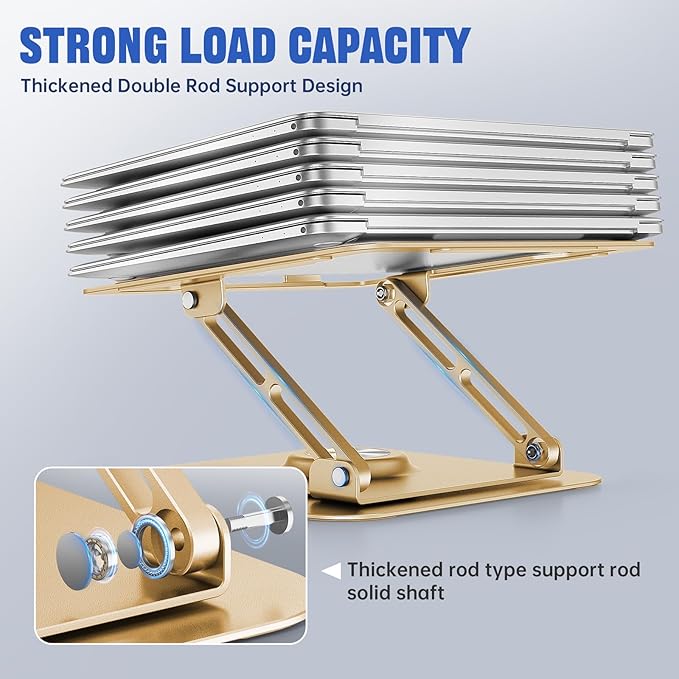 Laptop Stand for desk(360°Rotating),Aluminum laptop Riser for 10-16"Laptops | Adjustable Multi-Angle Ergonomic Laptop Stand, Foldable Portable for Home Office, Fits MacBook Air Pro Dell HP Laptops - Image 5