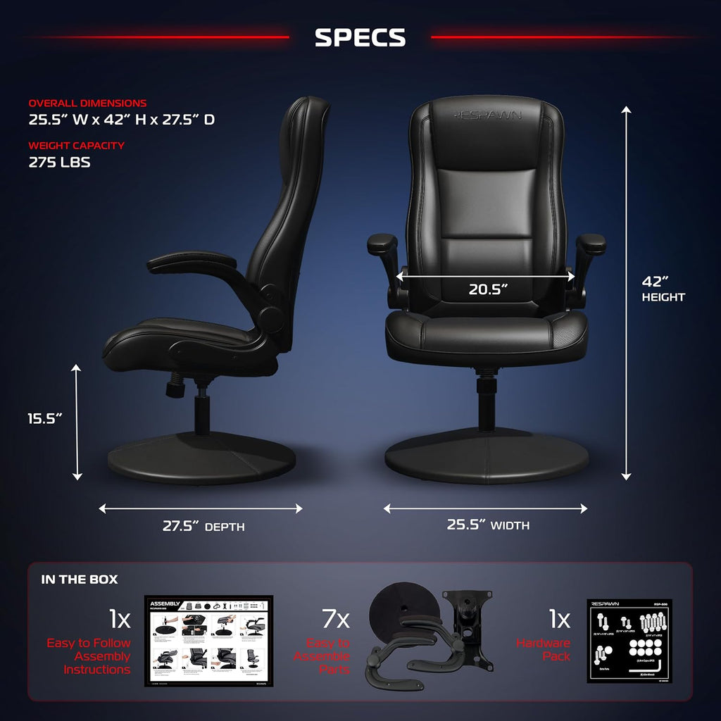 RESPAWN 800 Console Rocker Gaming Chair, Swivel Seat with Lumbar Support - Image 2