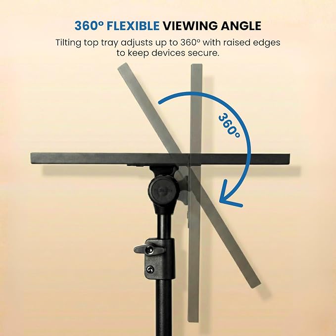 Projector Stand Tripod - 28.7 -54.3 Inch Adjustable Laptop Tripod Stand with Wheels - Dual Tray Portable Laptop Stand with Phone Holder for Office, Home, Stage, DJ Equipment & Outdoor Movies - Image 4