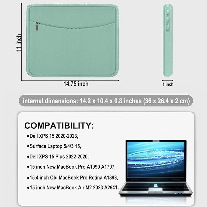 Laptop Sleeve 14 inch, Shockproof Protective Laptop Cover Briefcase Carrying Computer Bag with Accessory Pocket Portable Computer Case for 14" MacBook, HP, Dell, Lenovo, Acer, Binglan - Image 4
