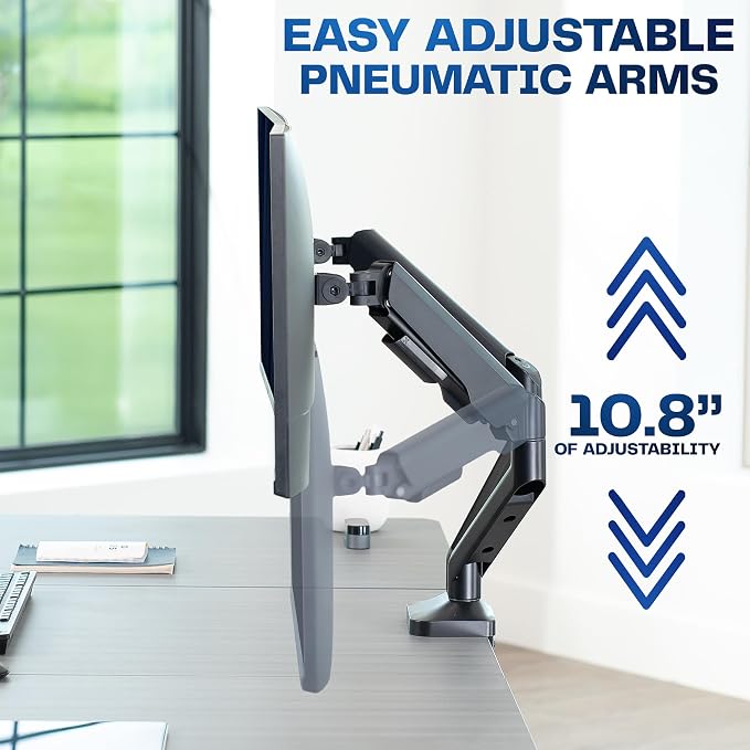 VIVO Dual Pneumatic Arm Ultra-Wide Monitor Mount for up to 35 inch Screens, Holds 26.4 lbs per Arm, Desk Mount Monitor Stand for 2 Ultrawides, Black, STAND-V200O - Image 8