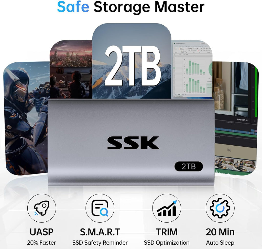 SSK 2TB Portable SSD External Hard Drive Solid State Drive Up to 550MB/s - Image 4