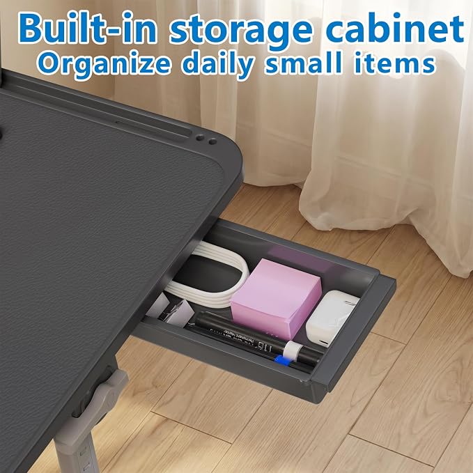 Potuopy Adjustable Laptop Lap Desk, Foldable Bed Table Tray Fit 17" Laptops | Portable Lap Desks for Adults with 8 Heights & Tilt & storage, Computer Laptop Stand for Painting & Writing on Couch Recliner - Image 6