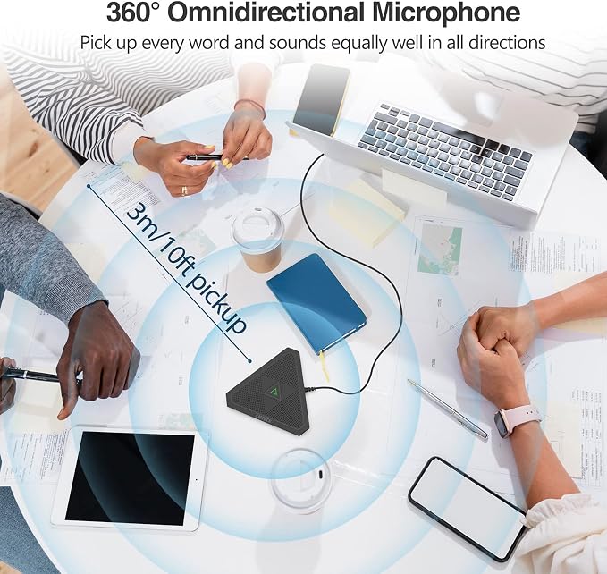 CMTECK Conference USB Microphone, Plug-and-Play Omnidirectional Desktop Mic | Built-in mute button; compact desktop design. Crystal-clear pickup for meetings, streaming. Works with Windows/macOS - Image 6