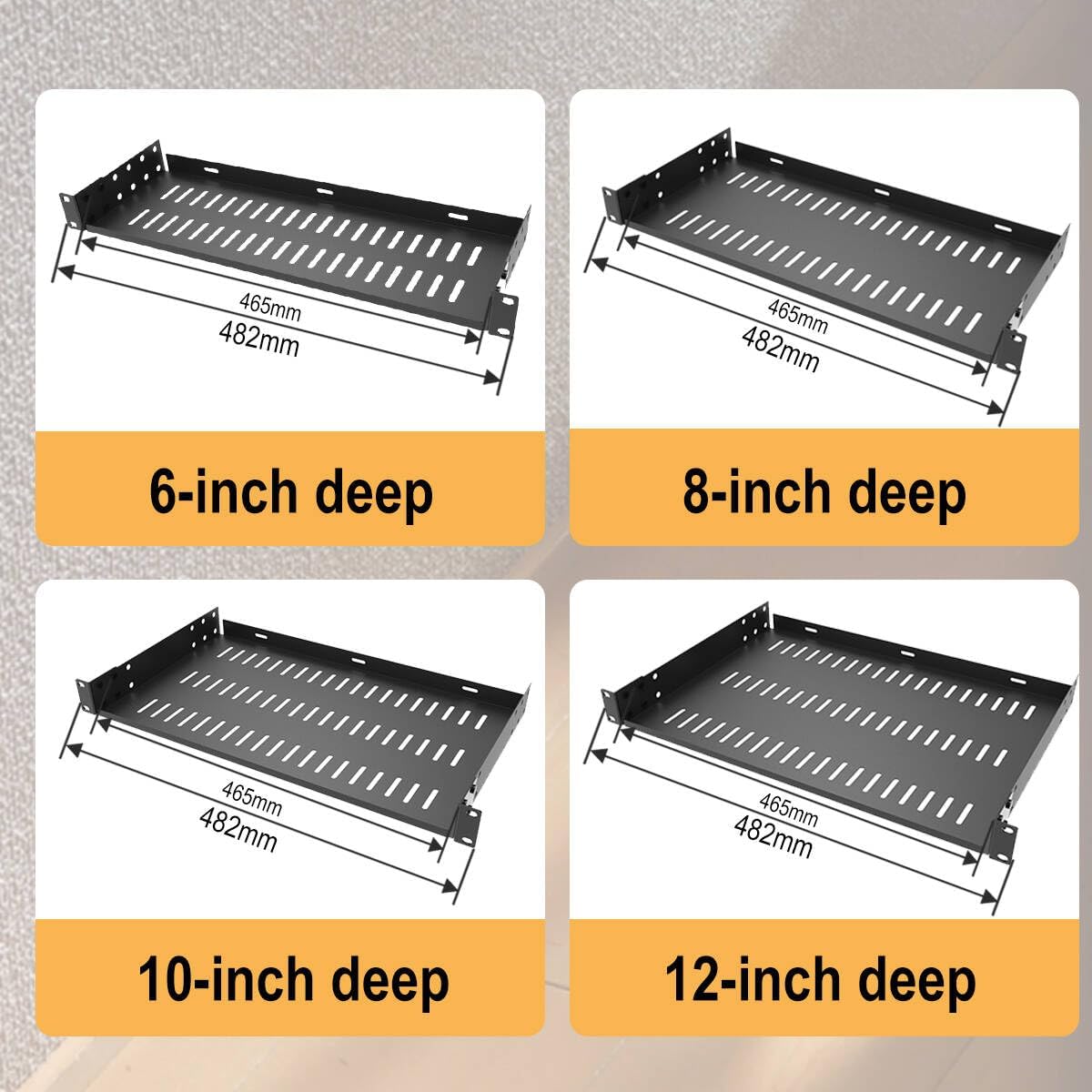 1U 19" Cantilever Rack Shelf Heavy Duty 8 inch Deep 2 PCS - Image 5