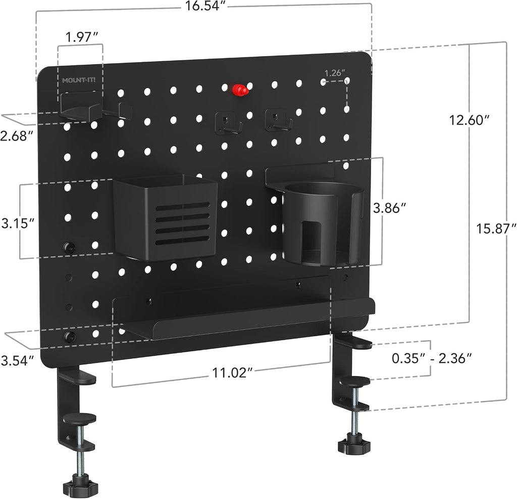 Mount-It! Clamp-On Magnetic Pegboard Organizer, 16.5x15.9 - Image 9