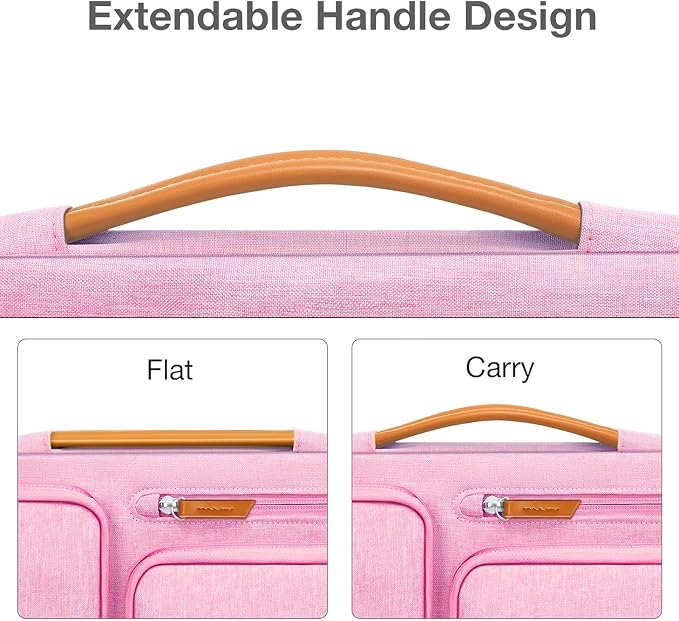 MOSISO 360 Protective Laptop Case 16 inch, 15-15.6 inch Laptop Sleeve | Compatible with MacBook Pro 16, HP Acer Dell Lenovo ASUS, Side Open Carrying Case with 4 Zipper Pockets, Pink - Image 5