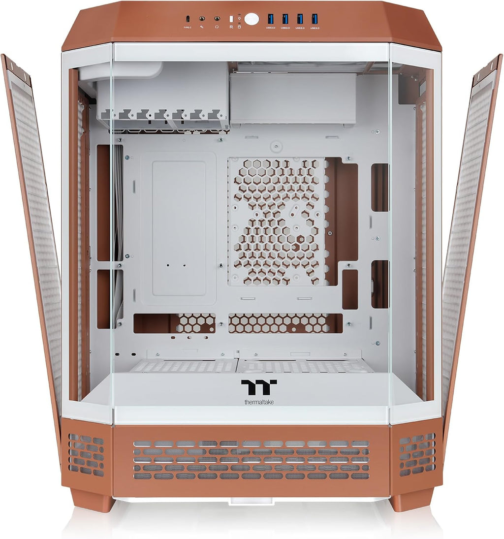 Thermaltake Tower 600 Mid Tower; 2x140mm CT Fans Included; 420mm Radiator Support; 400mm GPU Clearance; Hidden Connector Support; Rotatable PCIe Slots; Mocha Mousse; CA-1Z1-00MUWN-00 - Image 4