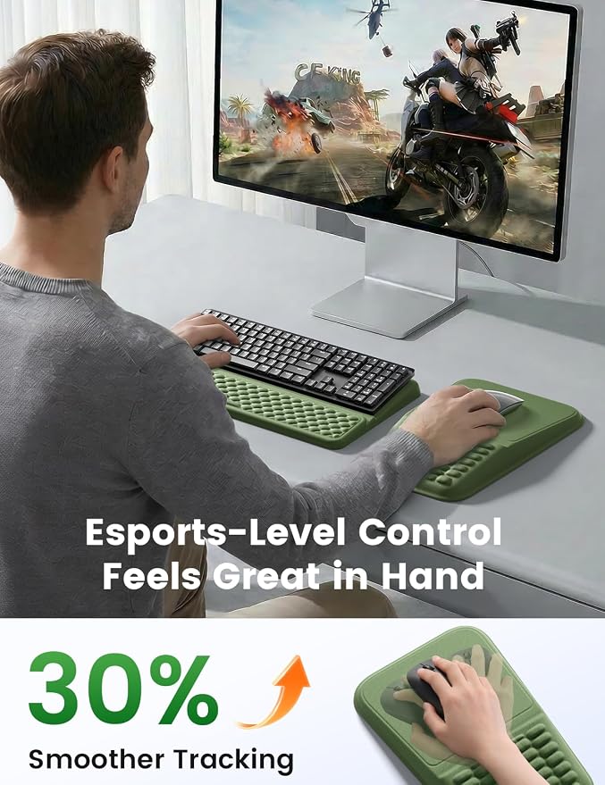 Vaydeer Keyboard Stand and Mouse Pad Set with Wrist Rest, Soft Memory Foam Wrist Support, Ergonomic Wrist Cushion for Desk, Relieves Carpal Tunnel Pain, Palm Hand Typing for Office, Gaming, Pink - Image 4