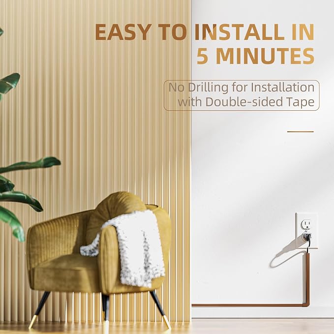 Delamu Cord Hider, 85in Cord Covers for Wires on Wall, One-Cord Cable Hider, Self-Adhesive Wire Hiders Wire Covers for TV Cords on Wall, Paintable Cable Cover Management Kit, W0.59 H0.4in, Brown - Image 5