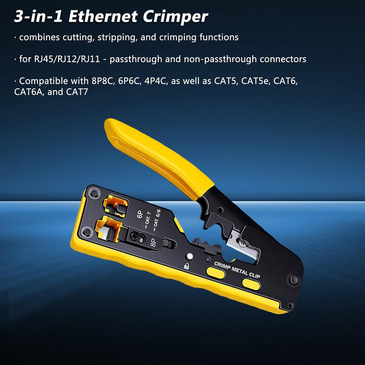 RJ45 Crimp Tool Kit, Pass Through Ethernet Crimper with Cable Tester & Case - Image 6