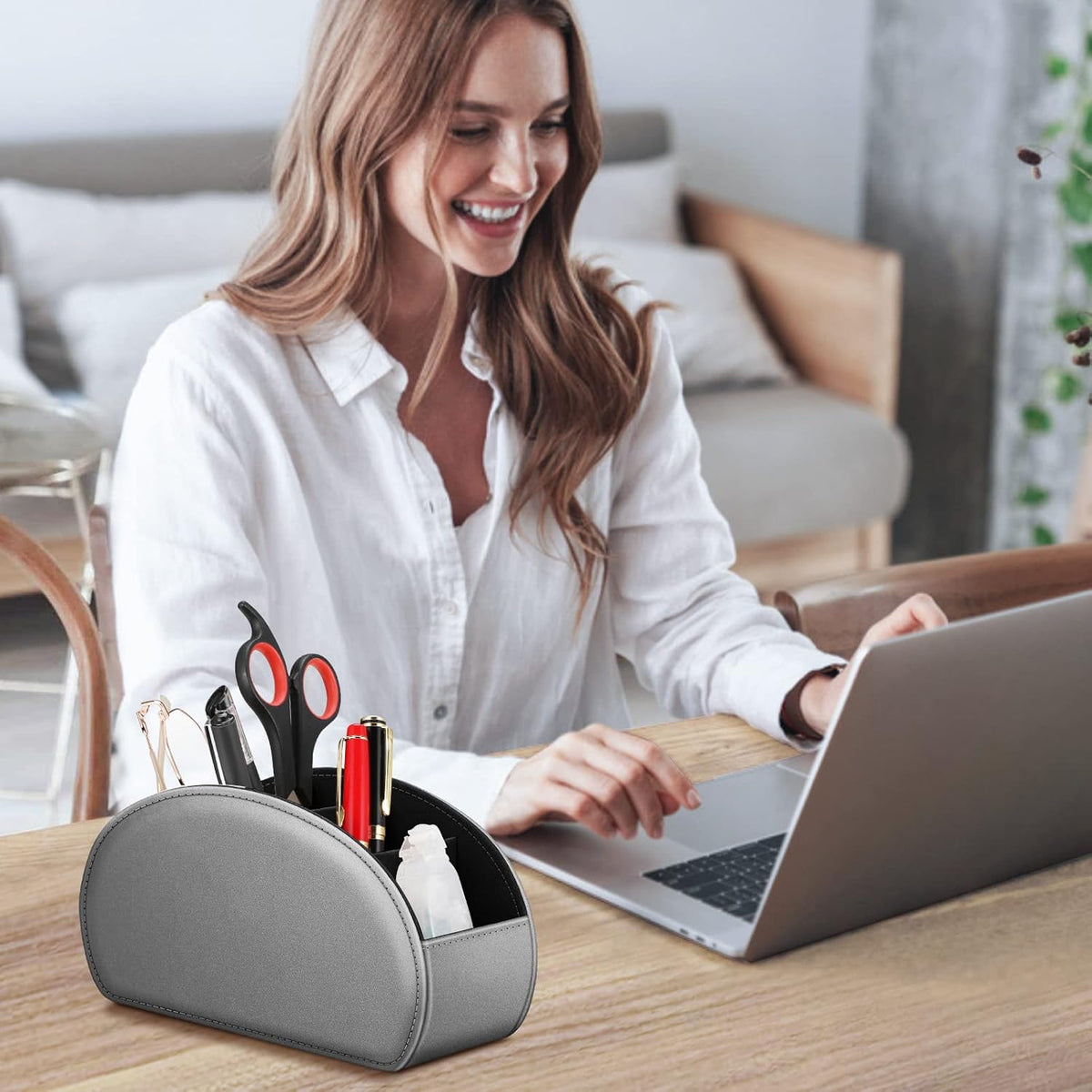 FINTIE Remote Control Holder with 13 Compartments Vegan Leather - Image 4